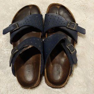 Birkenstock Womens 2 Strap Size 38 L5 M 5 Sandals Navy Birki's